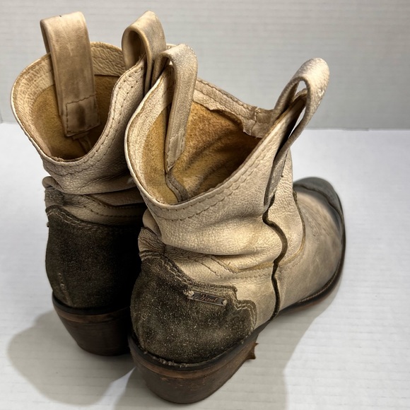 Diesel Booties Womens Leather Western Stacked Heel Distressed Boho - Picture 4 of 16